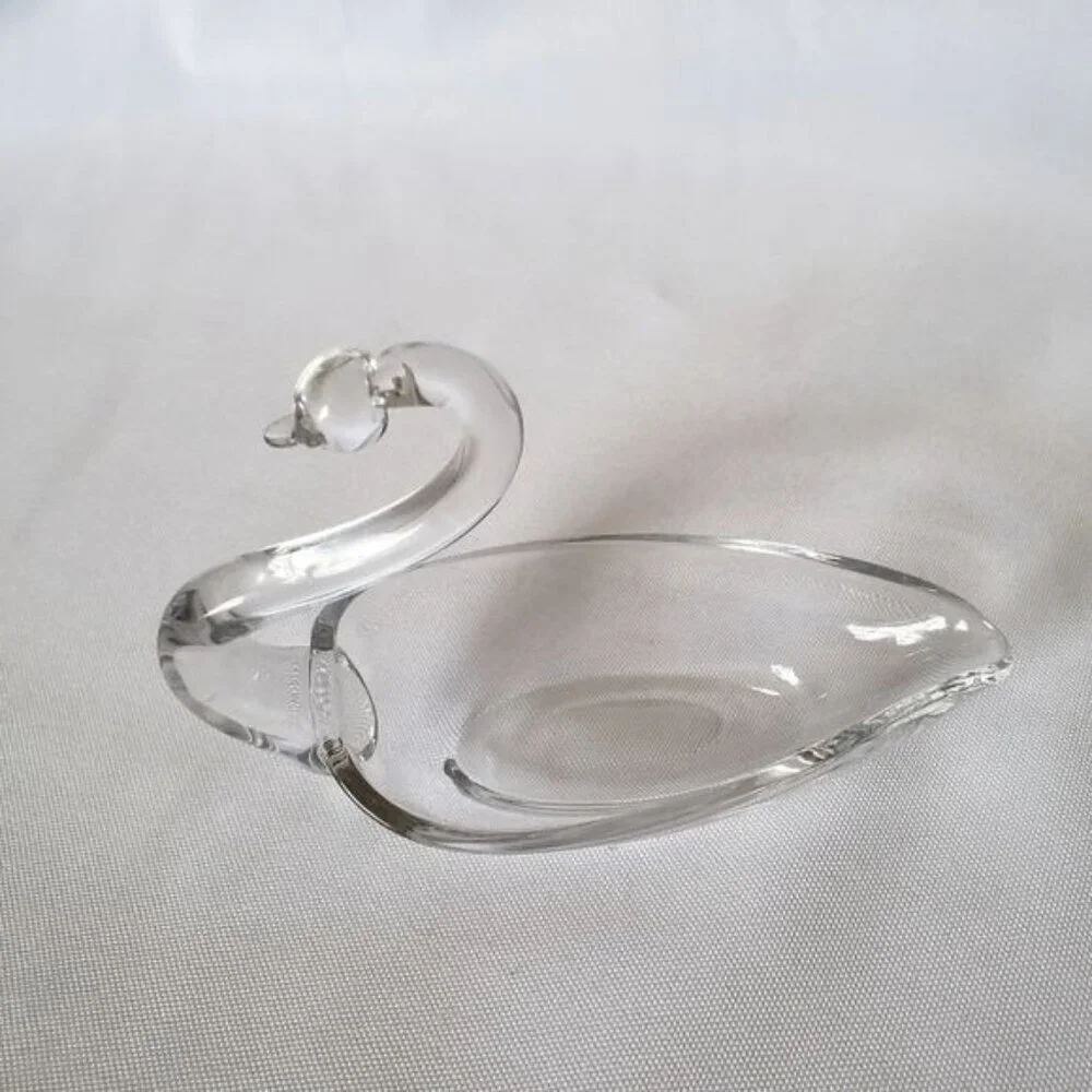 Duncan&miller glass swan candy/trinket dish set of 3
